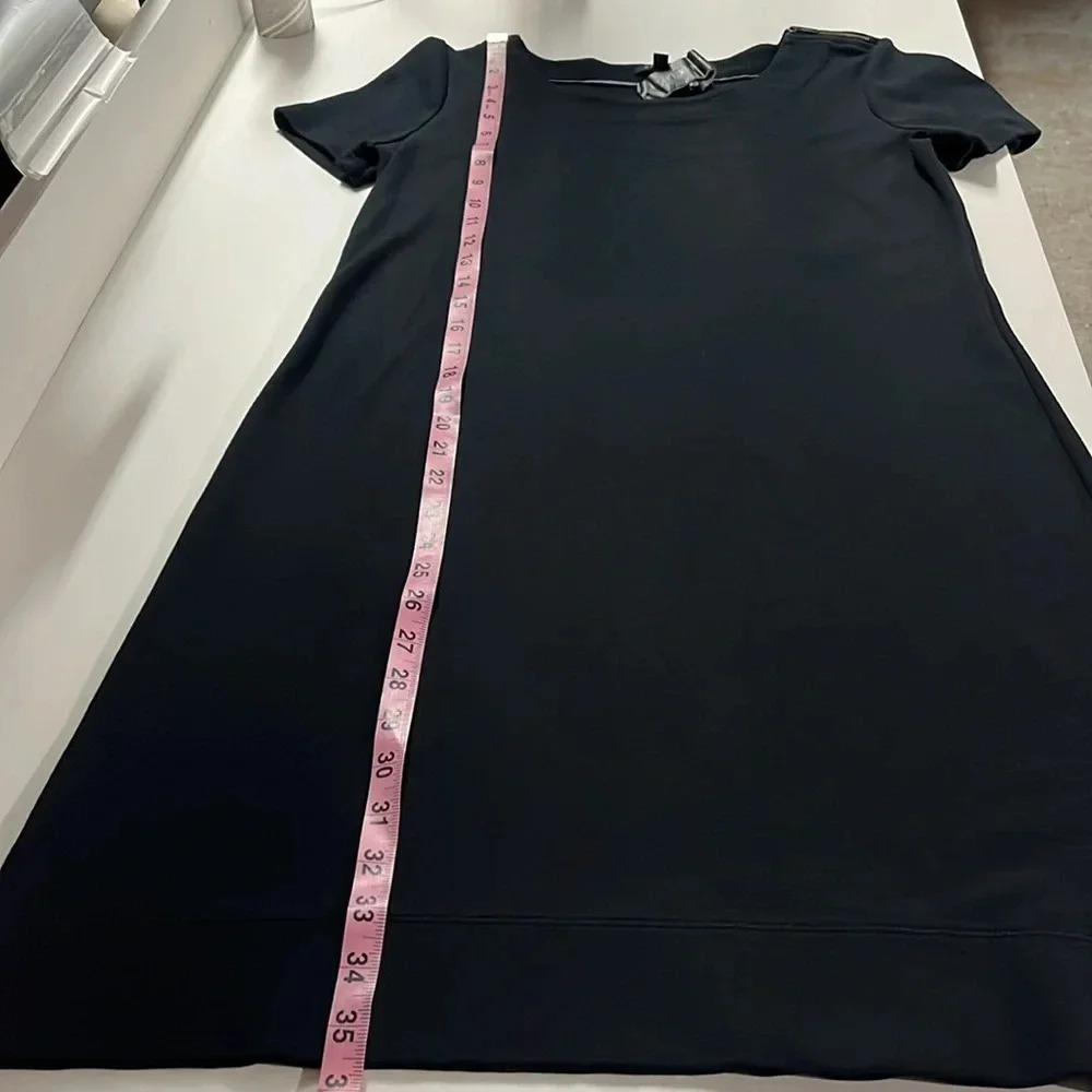 NWT Talbots dress 100% cotton black dress bottom slit shoulder zipper size small - Picture 4 of 10